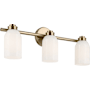 Kichler Shae 3 Light 24" Wide Vanity Light with Glossy White Opal Glass Shades Champagne Bronze