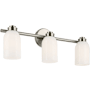 Kichler Shae 3 Light 24" Wide Vanity Light with Glossy White Opal Glass Shades Brushed Nickel