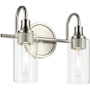 Kichler Kavi 2 Light 13" Wide Vanity Light with Clear Glass Shades Brushed Nickel