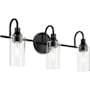 Kichler Kavi 3 Light 23" Wide Vanity Light with Clear Glass Shades Black
