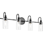 Kichler Kavi 4 Light 32" Wide Vanity Light with Clear Glass Shades Black