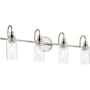 Kichler Kavi 4 Light 32" Wide Vanity Light with Clear Glass Shades Brushed Nickel