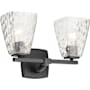 Kichler Marant 2 Light 14" Wide Vanity Light with Clear Water Glass Shades Black