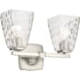Kichler Marant 2 Light 14" Wide Vanity Light with Clear Water Glass Shades Brushed Nickel