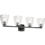 Kichler Marant 4 Light 33" Wide Vanity Light with Clear Water Glass Shades Black
