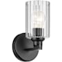 Kichler Gioe 10" Tall Bathroom Sconce with Clear Fluted Glass Shade Black