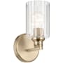 Kichler Gioe 10" Tall Bathroom Sconce with Clear Fluted Glass Shade Champagne Bronze