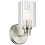 Kichler Gioe 10" Tall Bathroom Sconce with Clear Fluted Glass Shade Brushed Nickel