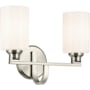 Kichler Gioe 2 Light 14" Wide Vanity Light with Opal Glass Shades Brushed Nickel