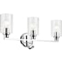 Kichler Gioe 3 Light 24" Wide Vanity Light with Clear Fluted Glass Shades Chrome
