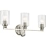 Kichler Gioe 3 Light 24" Wide Vanity Light with Clear Fluted Glass Shades Brushed Nickel