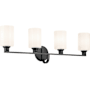 Kichler Gioe 4 Light 32" Wide Vanity Light with Opal Glass Shades Black