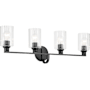 Kichler Gioe 4 Light 32" Wide Vanity Light with Clear Fluted Glass Shades Black