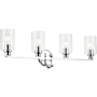 Kichler Gioe 4 Light 32" Wide Vanity Light with Clear Fluted Glass Shades Chrome