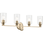Kichler Gioe 4 Light 32" Wide Vanity Light with Clear Fluted Glass Shades Champagne Bronze