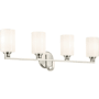 Kichler Gioe 4 Light 32" Wide Vanity Light with Opal Glass Shades Brushed Nickel