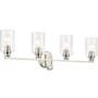 Kichler Gioe 4 Light 32" Wide Vanity Light with Clear Fluted Glass Shades Brushed Nickel