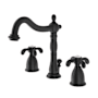 Kingston Brass French Country 1.2 GPM Widespread Bathroom Faucet with Pop-Up Drain Assembly Matte Black