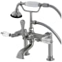 Kingston Brass Wilshire Deck Mounted Roman Tub Filler with Built-In Diverter - Includes Hand Shower Brushed Nickel