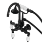 Kingston Brass Aqua Vintage Wall Mounted Clawfoot Tub Filler with Built-In Diverter – Includes Hand Shower Matte Black