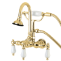 Kingston Brass Aqua Vintage Wall Mounted Clawfoot Tub Filler with Built-In Diverter – Includes Hand Shower Polished Brass