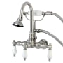 Kingston Brass Aqua Vintage Wall Mounted Clawfoot Tub Filler with Built-In Diverter – Includes Hand Shower Brushed Nickel
