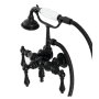 Kingston Brass Vintage Wall Mounted Tub Filler with Built-In Diverter – Includes Hand Shower Matte Black