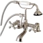 Kingston Brass Vintage Deck Mounted Clawfoot Tub Filler with Built-In Diverter - Includes Hand Shower Brushed Nickel