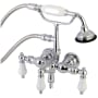Kingston Brass Vintage Wall Mounted Clawfoot Tub Filler with Built-In Diverter - Includes Hand Shower Polished Chrome