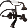 Kingston Brass Aqua Vintage Wall Mounted Clawfoot Tub Filler with Built-In Diverter - Includes Hand Shower Oil Rubbed Bronze