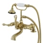 Kingston Brass Aqua Vintage Wall Mounted Tub Filler with Built-In Diverter – Includes Hand Shower Brushed Brass