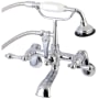 Kingston Brass Aqua Vintage Wall Mounted Clawfoot Tub Filler with Built-In Diverter - Includes Hand Shower Polished Chrome