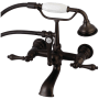 Kingston Brass Vintage Tub Wall Mounted Clawfoot Tub Filler with Built-In Diverter - Includes Hand Shower Oil Rubbed Bronze