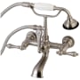 Kingston Brass Vintage Tub Wall Mounted Clawfoot Tub Filler with Built-In Diverter - Includes Hand Shower Brushed Nickel