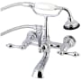 Kingston Brass Vintage Tub Wall Mounted Clawfoot Tub Filler with Built-In Diverter - Includes Hand Shower Polished Chrome
