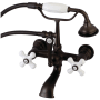 Kingston Brass Vintage Wall Mounted Clawfoot Tub Filler with Built-In Diverter - Includes Hand Shower Oil Rubbed Bronze