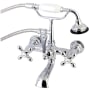Kingston Brass Vintage Wall Mounted Clawfoot Tub Filler with Built-In Diverter - Includes Hand Shower Polished Chrome