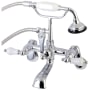 Kingston Brass Aqua Vintage Wall Mounted Clawfoot Tub Filler with Built-In Diverter - Includes Hand Shower Polished Chrome