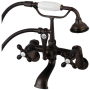Kingston Brass Aqua Vintage Wall Mounted Clawfoot Tub Filler with Built-In Diverter - Includes Hand Shower Oil Rubbed Bronze