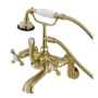 Kingston Brass Aqua Vintage Wall Mounted Tub Filler with Built-In Diverter – Includes Hand Shower Brushed Brass