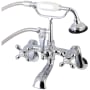 Kingston Brass Aqua Vintage Wall Mounted Clawfoot Tub Filler with Built-In Diverter - Includes Hand Shower Polished Chrome