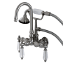 Kingston Brass Wilshire Wall Mounted Tub Filler Trim with Lever Handles and Integrated Diverter - Handshower Included Brushed Nickel