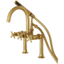 Kingston Brass Concord Deck Mounted Clawfoot Tub Filler with Built-In Diverter - Includes Hand Shower Brushed Brass
