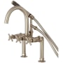 Kingston Brass Concord Deck Mounted Clawfoot Tub Filler with Built-In Diverter - Includes Hand Shower Brushed Nickel