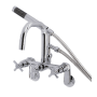 Kingston Brass Concord Wall Mounted Clawfoot Tub Filler with Built-In Diverter – Includes Hand Shower Polished Chrome