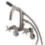 Kingston Brass Concord Wall Mounted Clawfoot Tub Filler with Built-In Diverter – Includes Hand Shower Brushed Nickel