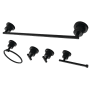 Kingston Brass Concord 5 Piece Bathroom Package with 18" Towel Bar, Robe Hook, Towel Ring, Toilet Paper Holder Matte Black