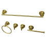 Kingston Brass Concord 5 Piece Bathroom Package with 18" Towel Bar, Robe Hook, Towel Ring, Toilet Paper Holder Polished Brass