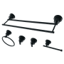 Kingston Brass Concord 5 Piece Bathroom Package with 18" Towel Bar, Robe Hook, Towel Ring, Toilet Paper Holder Matte Black