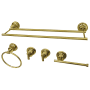 Kingston Brass Concord 5 Piece Bathroom Package with 18" Towel Bar, Robe Hook, Towel Ring, Toilet Paper Holder Polished Brass